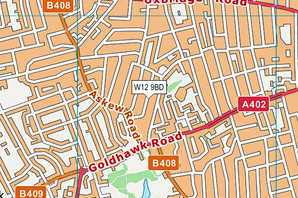 W12 9BD map - OS VectorMap District (Ordnance Survey)