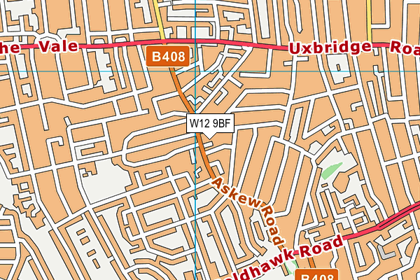 W12 9BF map - OS VectorMap District (Ordnance Survey)