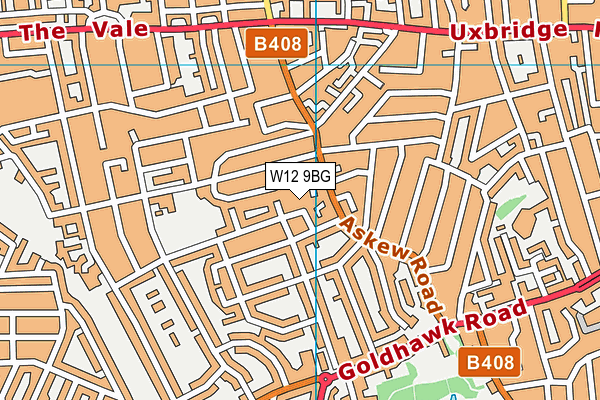 W12 9BG map - OS VectorMap District (Ordnance Survey)