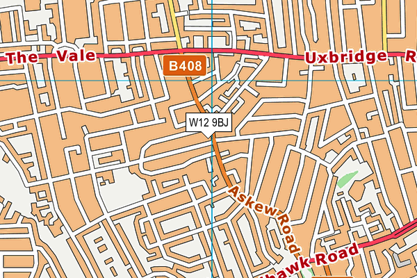 W12 9BJ map - OS VectorMap District (Ordnance Survey)