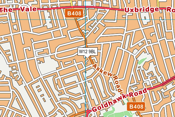 W12 9BL map - OS VectorMap District (Ordnance Survey)