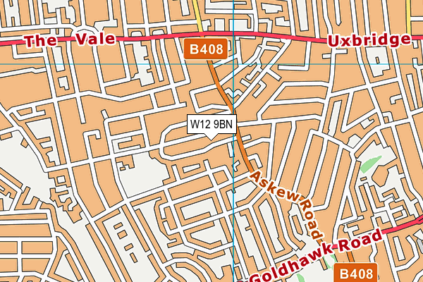 W12 9BN map - OS VectorMap District (Ordnance Survey)