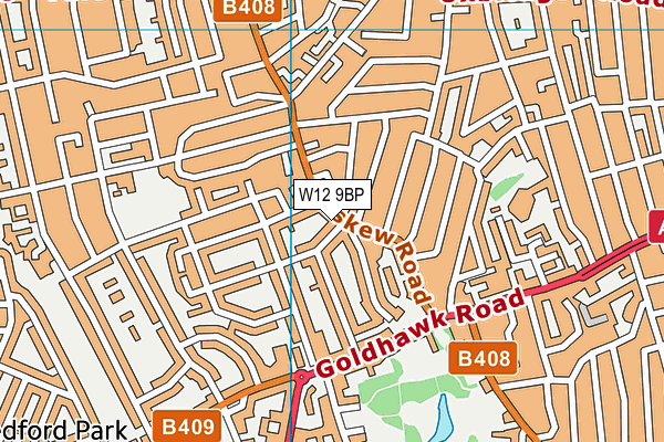 W12 9BP map - OS VectorMap District (Ordnance Survey)