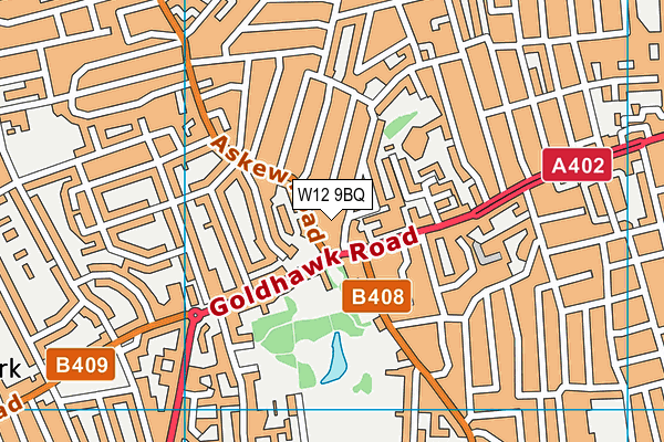 W12 9BQ map - OS VectorMap District (Ordnance Survey)