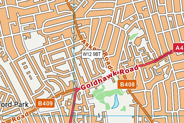 W12 9BT map - OS VectorMap District (Ordnance Survey)