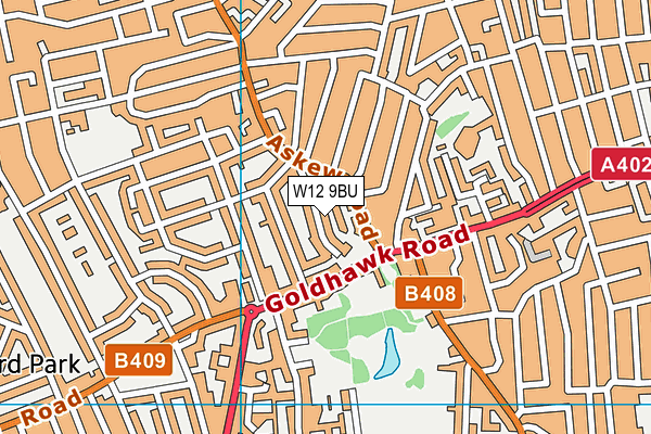 W12 9BU map - OS VectorMap District (Ordnance Survey)