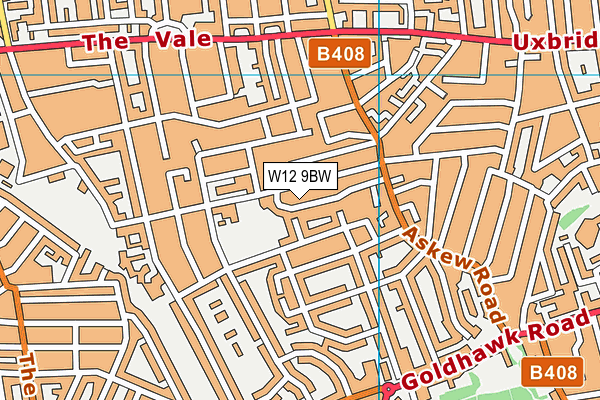 W12 9BW map - OS VectorMap District (Ordnance Survey)