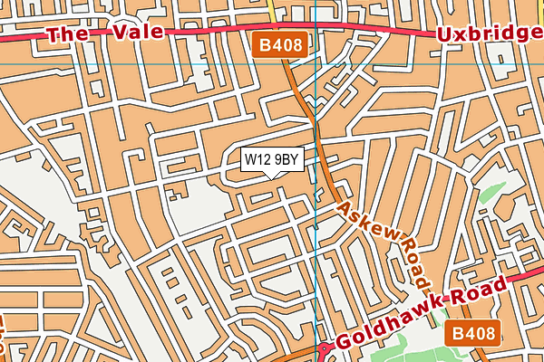 W12 9BY map - OS VectorMap District (Ordnance Survey)
