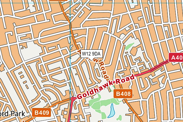 W12 9DA map - OS VectorMap District (Ordnance Survey)