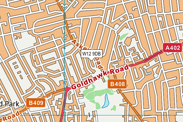 W12 9DB map - OS VectorMap District (Ordnance Survey)