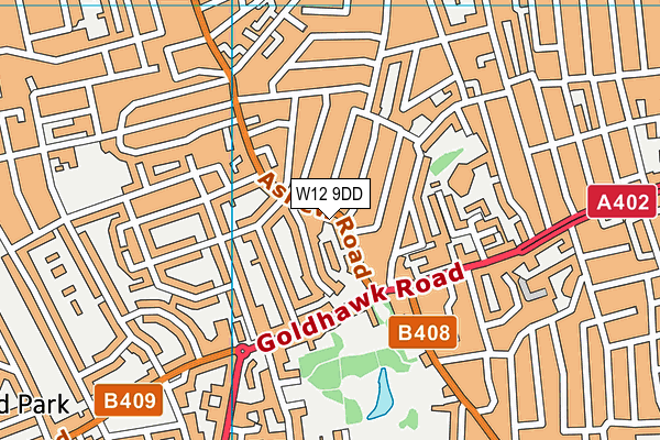 W12 9DD map - OS VectorMap District (Ordnance Survey)