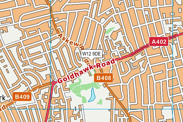 W12 9DE map - OS VectorMap District (Ordnance Survey)