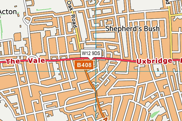 W12 9DS map - OS VectorMap District (Ordnance Survey)