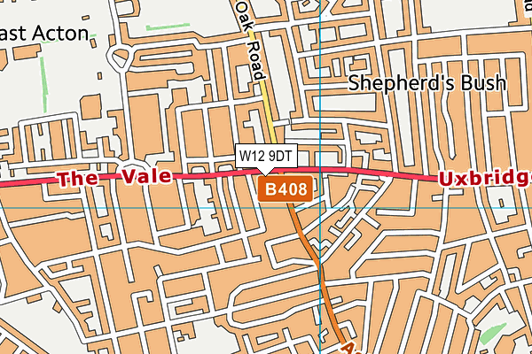 W12 9DT map - OS VectorMap District (Ordnance Survey)