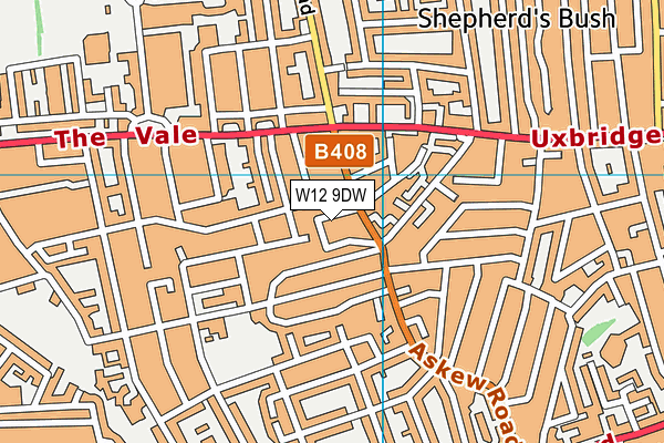 W12 9DW map - OS VectorMap District (Ordnance Survey)