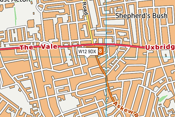 W12 9DX map - OS VectorMap District (Ordnance Survey)