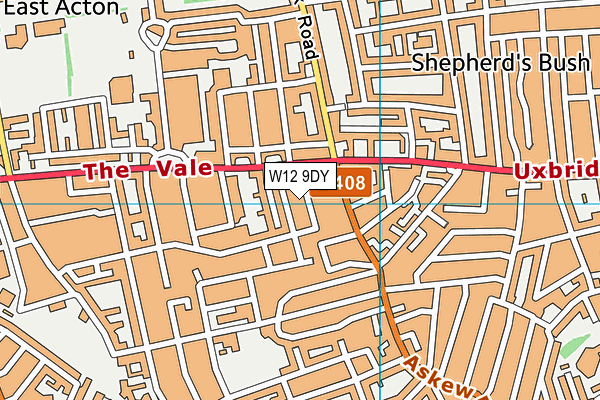 W12 9DY map - OS VectorMap District (Ordnance Survey)