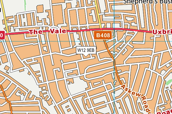 W12 9EB map - OS VectorMap District (Ordnance Survey)