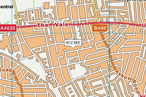 W12 9EE map - OS VectorMap District (Ordnance Survey)