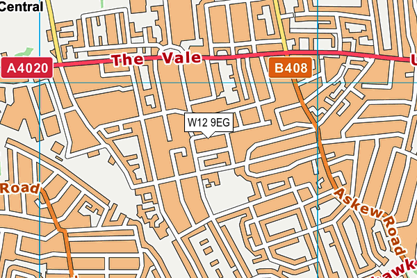 W12 9EG map - OS VectorMap District (Ordnance Survey)