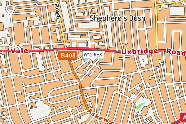 W12 9EX map - OS VectorMap District (Ordnance Survey)