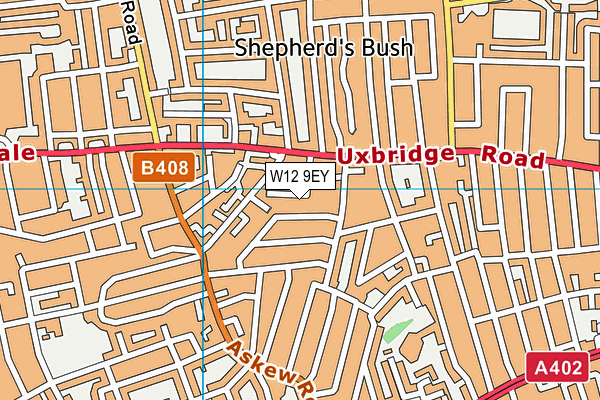 W12 9EY map - OS VectorMap District (Ordnance Survey)