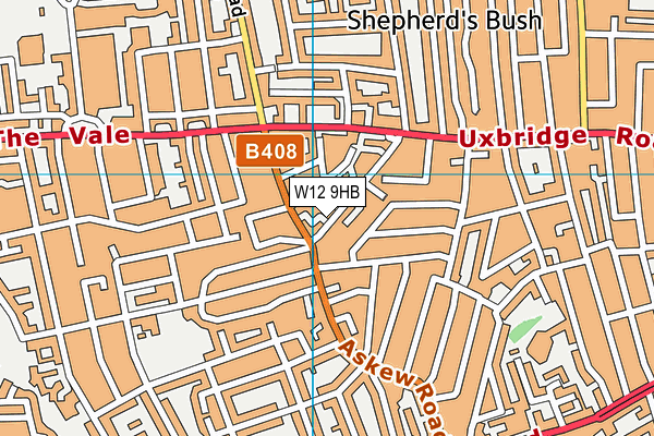 W12 9HB map - OS VectorMap District (Ordnance Survey)