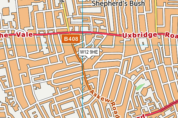 W12 9HE map - OS VectorMap District (Ordnance Survey)