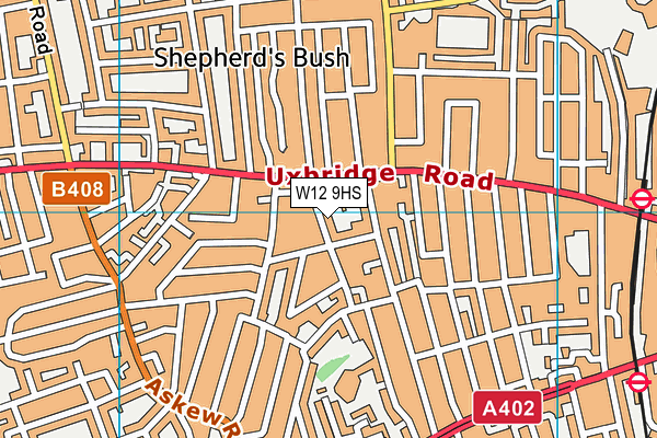 W12 9HS map - OS VectorMap District (Ordnance Survey)