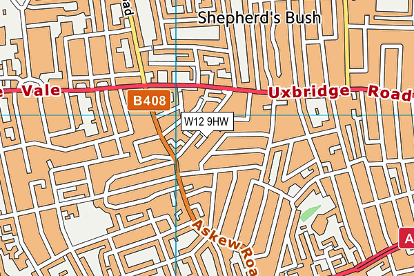 W12 9HW map - OS VectorMap District (Ordnance Survey)