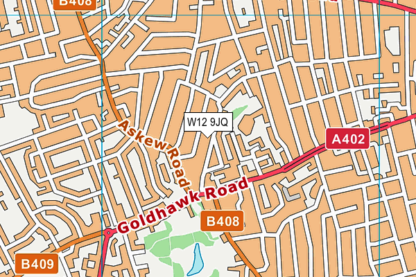 W12 9JQ map - OS VectorMap District (Ordnance Survey)