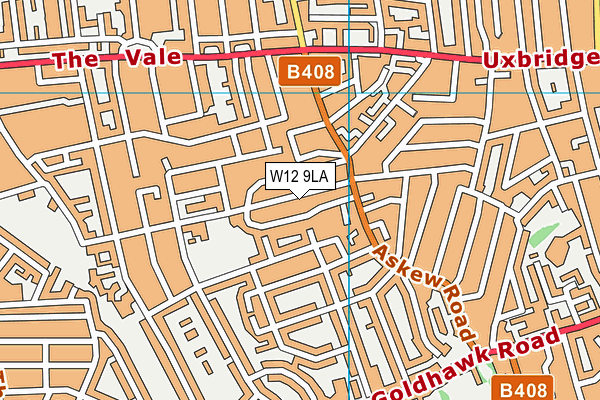 W12 9LA map - OS VectorMap District (Ordnance Survey)