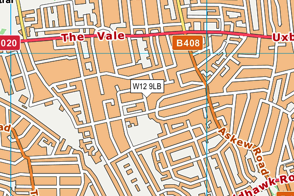 W12 9LB map - OS VectorMap District (Ordnance Survey)