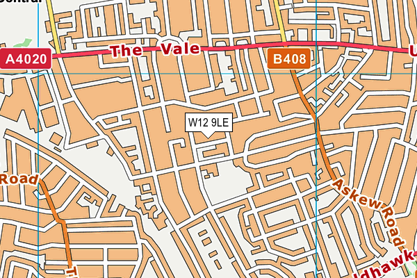 W12 9LE map - OS VectorMap District (Ordnance Survey)