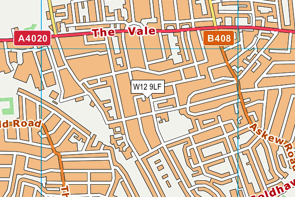 W12 9LF map - OS VectorMap District (Ordnance Survey)