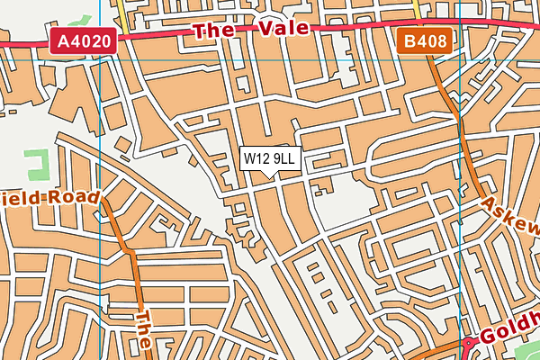 W12 9LL map - OS VectorMap District (Ordnance Survey)