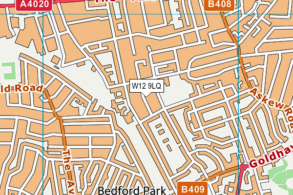 W12 9LQ map - OS VectorMap District (Ordnance Survey)