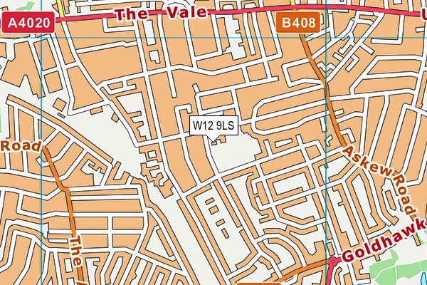 W12 9LS map - OS VectorMap District (Ordnance Survey)