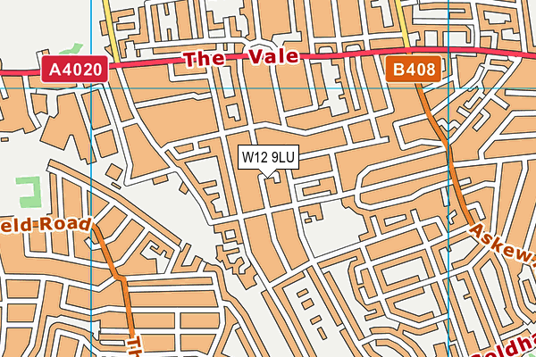W12 9LU map - OS VectorMap District (Ordnance Survey)