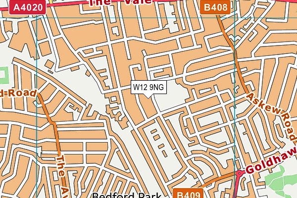 W12 9NG map - OS VectorMap District (Ordnance Survey)