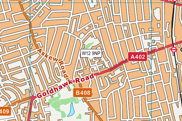 W12 9NP map - OS VectorMap District (Ordnance Survey)