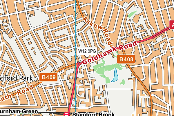 W12 9PG map - OS VectorMap District (Ordnance Survey)