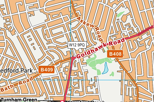 W12 9PQ map - OS VectorMap District (Ordnance Survey)