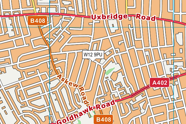 W12 9PU map - OS VectorMap District (Ordnance Survey)