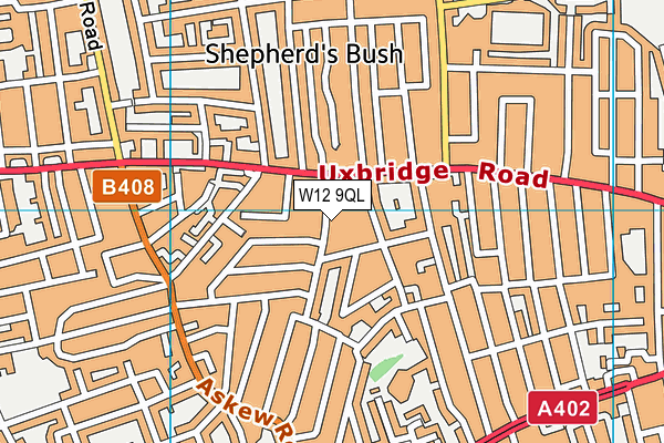 W12 9QL map - OS VectorMap District (Ordnance Survey)