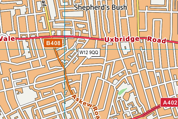 W12 9QQ map - OS VectorMap District (Ordnance Survey)