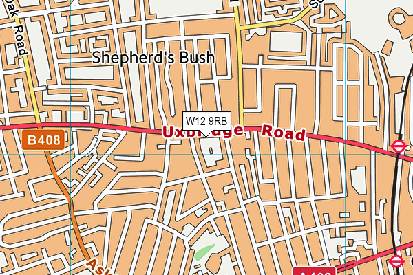 W12 9RB map - OS VectorMap District (Ordnance Survey)