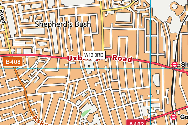 W12 9RD map - OS VectorMap District (Ordnance Survey)