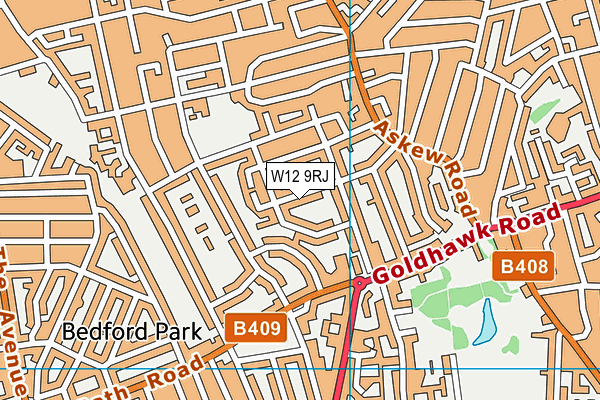 W12 9RJ map - OS VectorMap District (Ordnance Survey)