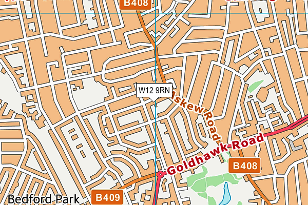 W12 9RN map - OS VectorMap District (Ordnance Survey)